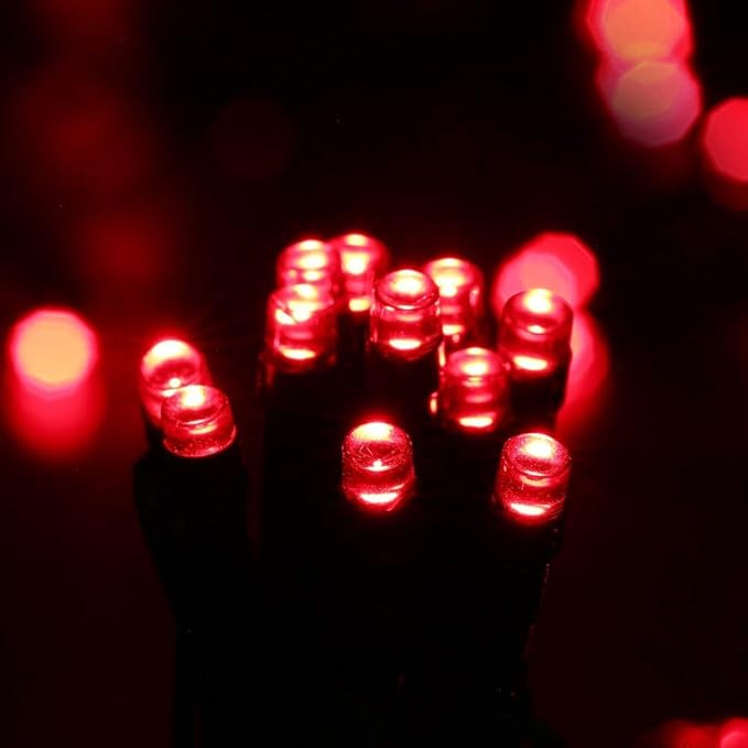 Joomer Red Battery Christmas Lights, 66ft 200LED Fairy Lights Battery Operated Timer 8 Modes Waterproof for Outdoor Home Garden Party Holiday Christmas Trees Decoration