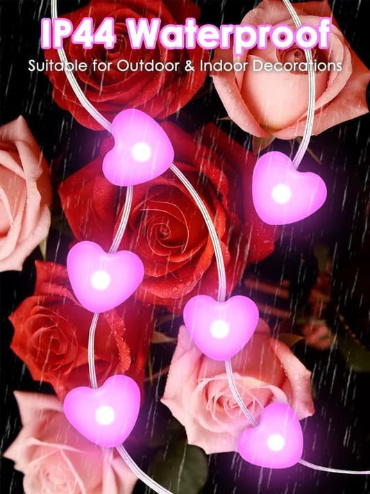 Albelt Pink Heart Fairy Lights Battery Operated with Remote, 10 FT 30 LED String Light with 8 Modes & Timer for Outdoor Indoor Anniversary Wedding Valentines Mother's Day Decor, Gift for Mom or Girls