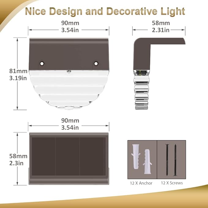 6-Pack Solar Wall Step Lights, Warm White Waterproof
