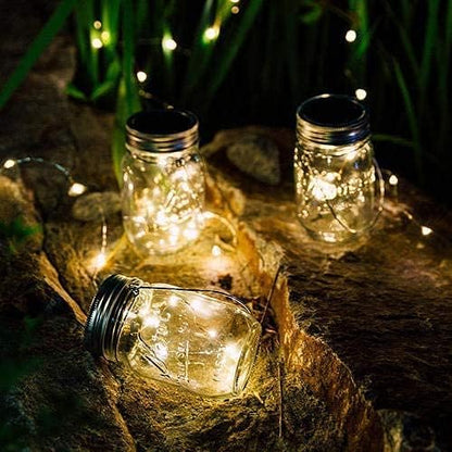 Solar Mason Jar Lights Lids, 10 Pack 30 LED Solar Fairy Lights for Regular Mouth Mason Jars, Outdoor Hanging Mason Jar Lights for Garden Yard Decor, Wedding Christmas Gifts (Jars Not Included)