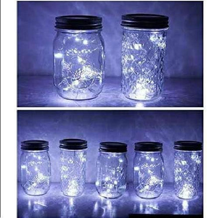 Miaro 6 Pack Mason Jar Lights, 20 LED Solar Cold White Fairy String Lights Lids Insert for Garden Deck Patio Party Wedding Christmas Decorative Lighting Fit for Regular Mouth Jars