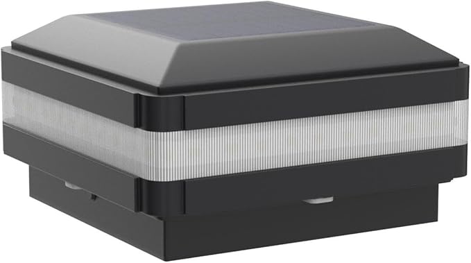 Sumaote Solar Post Cap Light, 52 LEDs 160 Lumen Outdoor Solar Post Light Fits 4x4 5x5 6x6 Wooden Posts IP65 Deck Fence Lights Platform Garden Patio 6000K White Lighting, Black Shell, 4 Pack