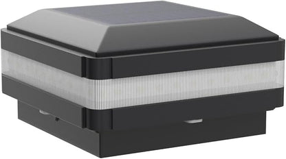 Sumaote Solar Post Cap Light, 52 LEDs 160 Lumen Outdoor Solar Post Light Fits 4x4 5x5 6x6 Wooden Posts IP65 Deck Fence Lights Platform Garden Patio 6000K White Lighting, Black Shell, 4 Pack