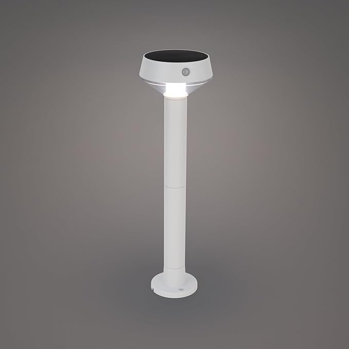EcoPath Solar Collection LED Landscape Path Light or Fence Post Light with Linkable IR Motion Sensor and Daylight Sensor 80 Lumens 8 Hours on Full Charge 3000K in White