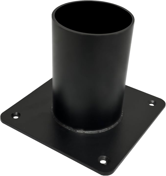 Heavy Duty Pier Mount Adapter for 3" Surface Mount Post, Metal Black Outdoor Post Bracket for Post Light, Mailbox Pole, Light Pole
