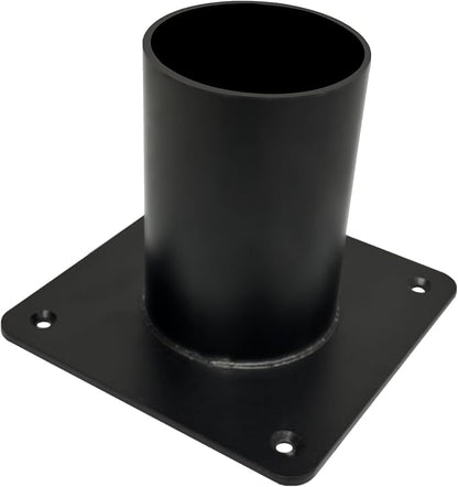Heavy Duty Pier Mount Adapter for 3" Surface Mount Post, Metal Black Outdoor Post Bracket for Post Light, Mailbox Pole, Light Pole