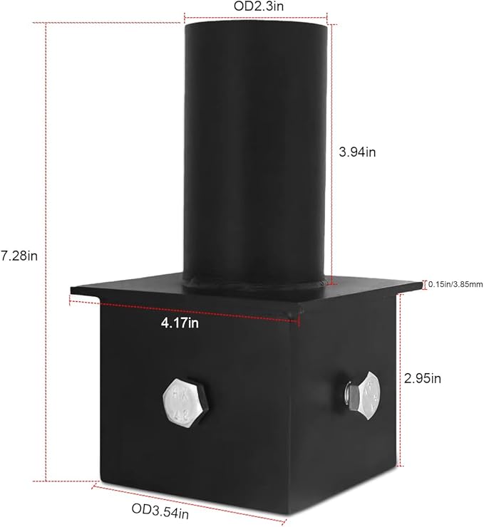 Tenon Adapter for 3" Square Pole,Metal 3.5" Square Slip Fitter with 2 3/8 Round Adaptor - Ideal for Parking Lot Lights, Street Lights Outdoor Mounting Brackets