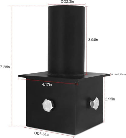 Tenon Adapter for 3" Square Pole,Metal 3.5" Square Slip Fitter with 2 3/8 Round Adaptor - Ideal for Parking Lot Lights, Street Lights Outdoor Mounting Brackets