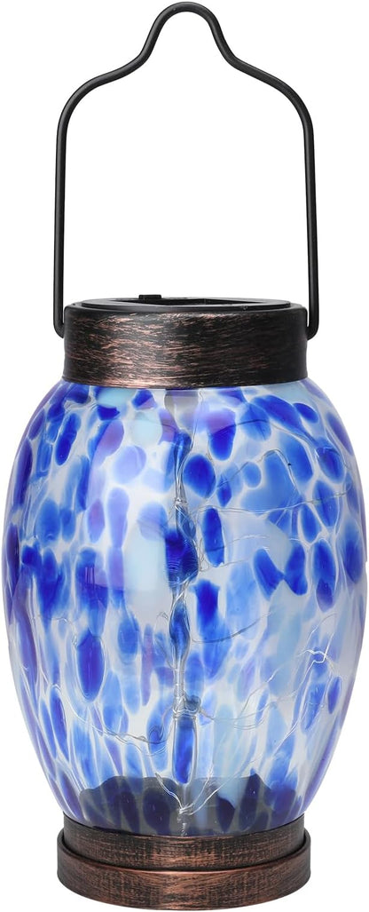 Solar Lanterns Outdoor Waterproof Glass Hanging Solar Lights Outdoor Decorative Lantern for Garden, Pathway, Yard and Lawn
