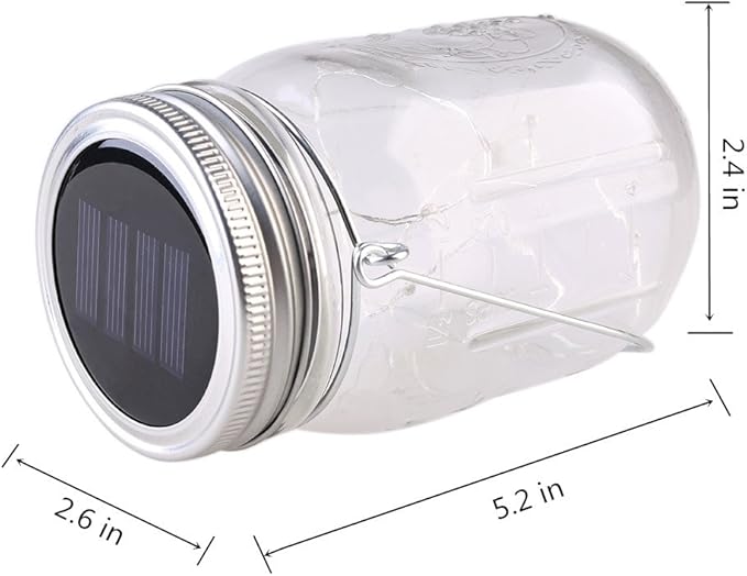4-Pack Solar-powered Mason Jar Lights (Mason Jar / Handle Included),20 Bulbs Jar Hanging Light,Garden Outdoor Solar / Hanging Lantern,Decor Solar Light,Table Light,Patio Path Light,Warm White
