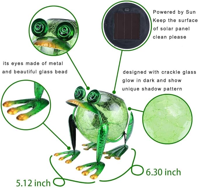 Classic Frog Solar Lanterns for Porch, Waterproof LED