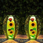 2-Pack Sunflower Solar Garden Lanterns, Metal Waterproof LED