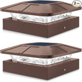 2-Pack 3-Mode Brown Yard Post Cap Lights, Solar LED