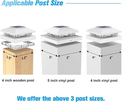 VOLISUN 4x4 Solar Post Cap Light 6pack,Solar Fence - Post Lights Outdoor Waterproof for Wooden/Vinyl Post,White Deck Post Cap Light Solar Powered with Warm White for Garden/Patio/Porch