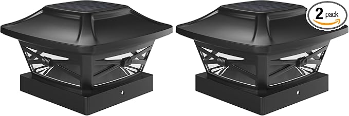 Davinci Lighting Renaissance Solar Outdoor Post Cap Lights - Includes Bases for 4x4 5x5 6x6 Posts - Bright LED Light - Slate Black (2 Pack)