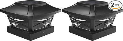 Davinci Lighting Renaissance Solar Outdoor Post Cap Lights - Includes Bases for 4x4 5x5 6x6 Posts - Bright LED Light - Slate Black (2 Pack)