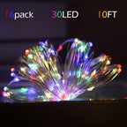 16-Pack 30 LED Christmas Twinkle Lights, 10ft Waterproof for Porch