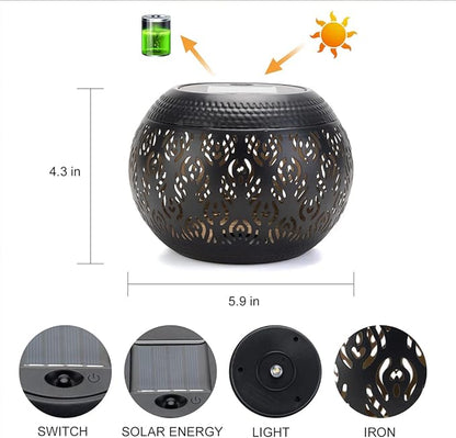 Solar Table Lanterns Outdoor Waterproof - LED Lamp Black Peacock Feather Metal Tabletop Light Solar Powered Decorative Lantern for Indoor Desk Bedroom Patio Garden Pathway Yard (1 Pack)