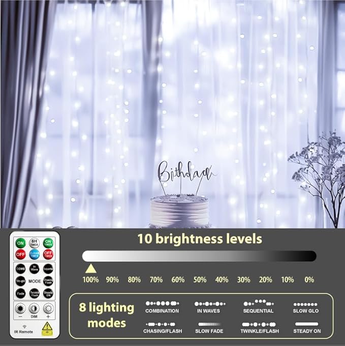 8ft White String Lights for Backyard, Waterproof LED