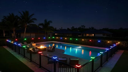 4 Pack Solar Post Cap Lights for 2.5x2.5 inch Aluminum, Metal, and Garden/Pool Fences, Warm/Cool White, and Selectable RGB Colors with Built-in Color-Changing Holiday/Party Mode! (2.5"x2.5")