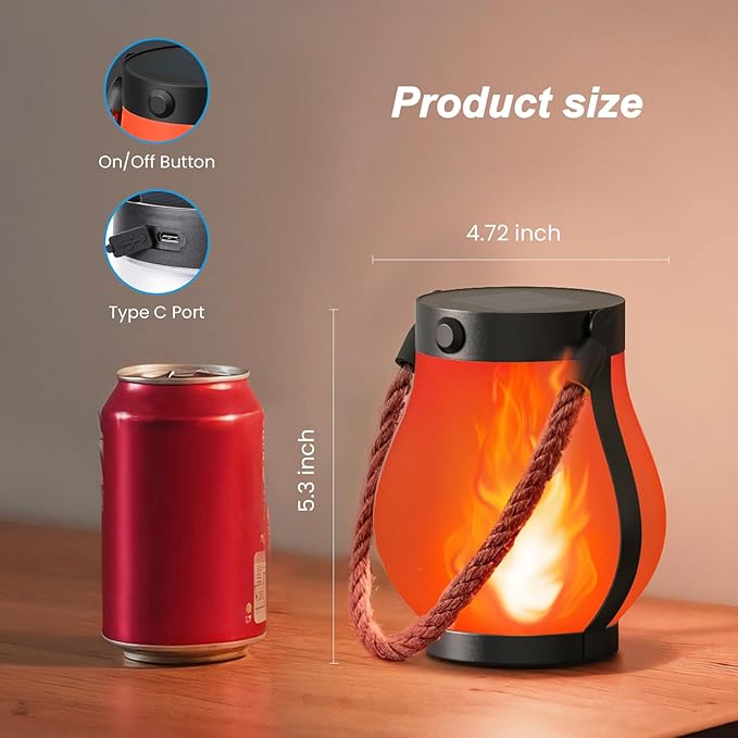 Hompavo Gen2 Solar Lanterns Outdoor with Ultra-Real Flame, Dual Charging (USB/Solar) & 2 Modes - Waterproof Decorative Hanging/Table Lights for Patio Garden Halloween Christmas Decorations, 2/Red