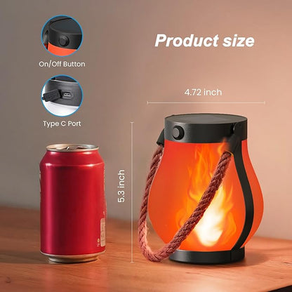 Hompavo Gen2 Solar Lanterns Outdoor with Ultra-Real Flame, Dual Charging (USB/Solar) & 2 Modes - Waterproof Decorative Hanging/Table Lights for Patio Garden Halloween Christmas Decorations, 2/Red