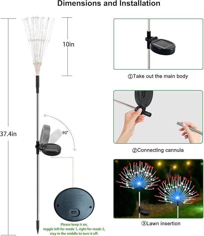 2-Pack Solar Landscape Lights for Walkway