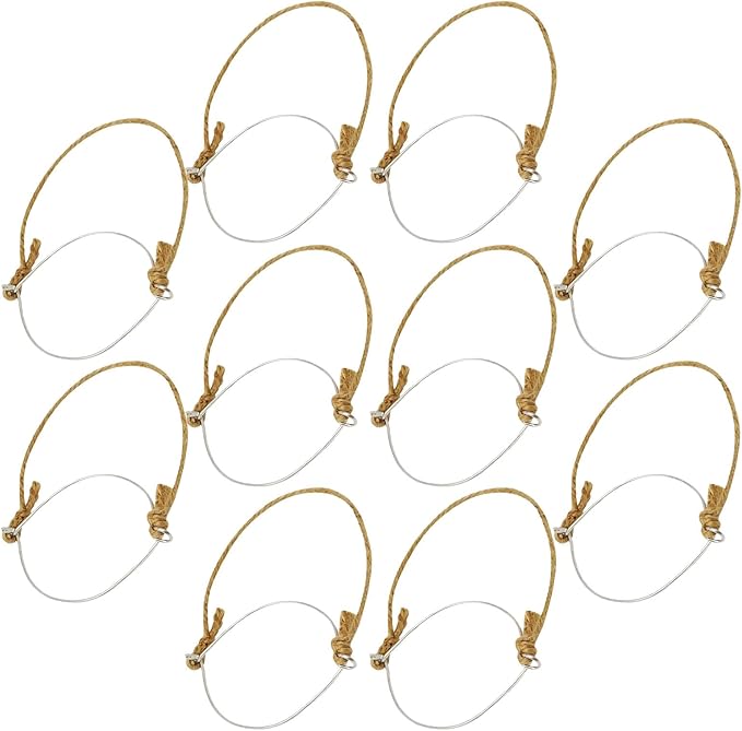 10pcs Mason Jar Hanging Handles with Stainless Steel Wire and 86mm Wide Mouth Jute Rope Grip for Solar Lights and Outdoor Decor