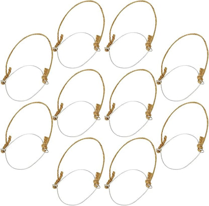 10pcs Mason Jar Hanging Handles with Stainless Steel Wire and 86mm Wide Mouth Jute Rope Grip for Solar Lights and Outdoor Decor
