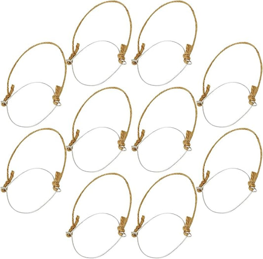 10pcs Mason Jar Hanging Handles with Stainless Steel Wire and 86mm Wide Mouth Jute Rope Grip for Solar Lights and Outdoor Decor