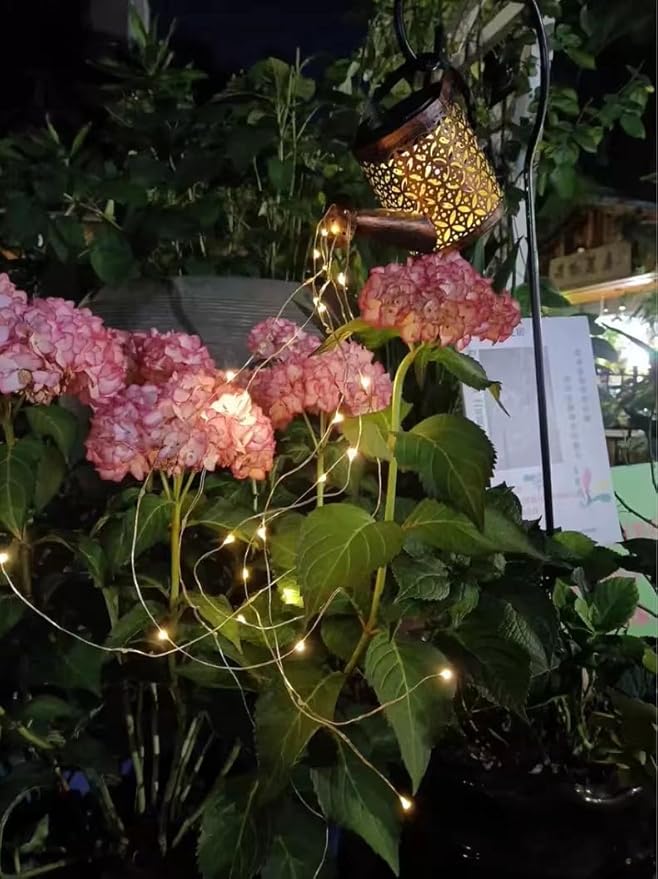 Solar Watering Can Lights Outdoor Garden,Outdoor Light Garden Plant Ornaments Solar Powered Waterproof Retro Metal Fairy Lights with Bracket for Yard Patio Pathway Lamp Decorations Garden Gifts