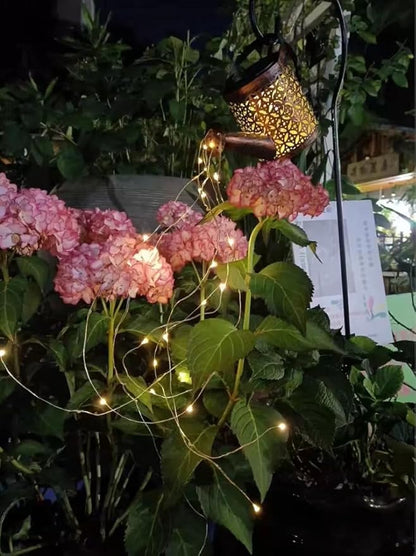 Solar Watering Can Lights Outdoor Garden,Outdoor Light Garden Plant Ornaments Solar Powered Waterproof Retro Metal Fairy Lights with Bracket for Yard Patio Pathway Lamp Decorations Garden Gifts