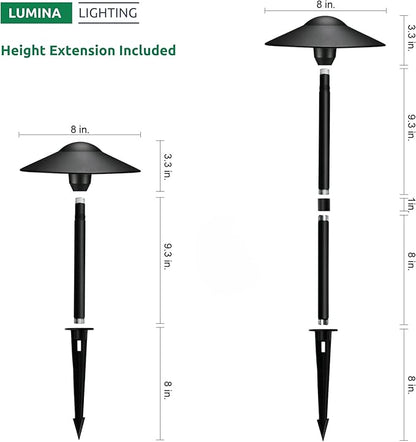 Lumina Lighting® 3W Landscape Lighting 12V Landscape Lights Low Voltage Landscape Path Lights Warm White Waterproof Outdoor Replaceable G4 LED Bulb for Garden Pathway Lawn Yard (Black, 8-Pack)