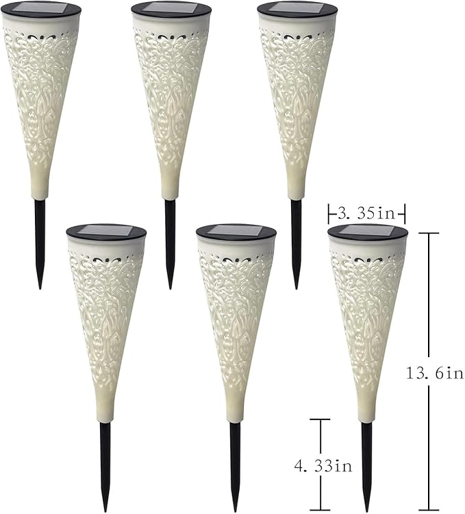 6 Pack Solar Lights Outdoor Garden Decorative Solar Garden Lights with Warm Light Waterproof Solar Pathway Landscape Light for Path Patio Backyard Walkway Yard Decor (White, 6Pcs)