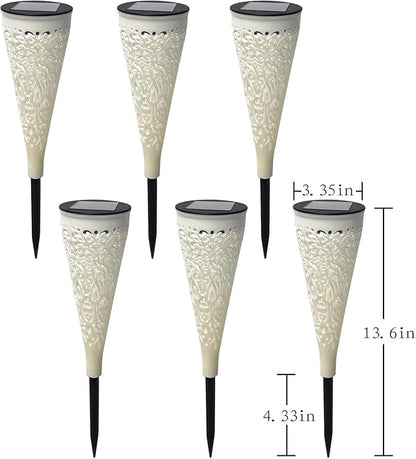 6 Pack Solar Lights Outdoor Garden Decorative Solar Garden Lights with Warm Light Waterproof Solar Pathway Landscape Light for Path Patio Backyard Walkway Yard Decor (White, 6Pcs)