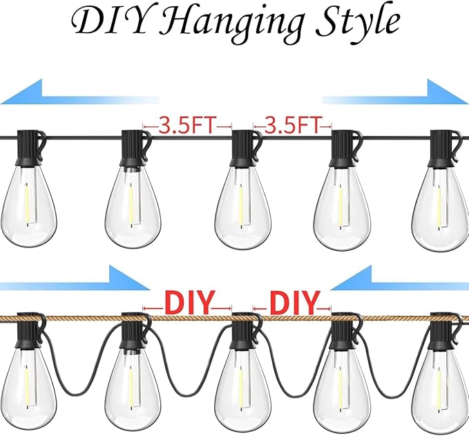Backyard String Lights, 120ft Weatherproof LED