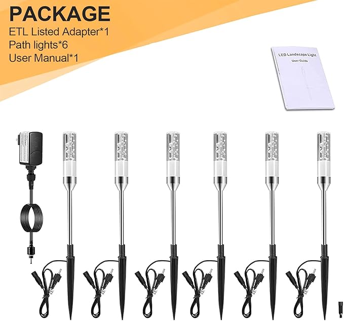 6-Pack IP65 Solar Landscape Lights for Walkway