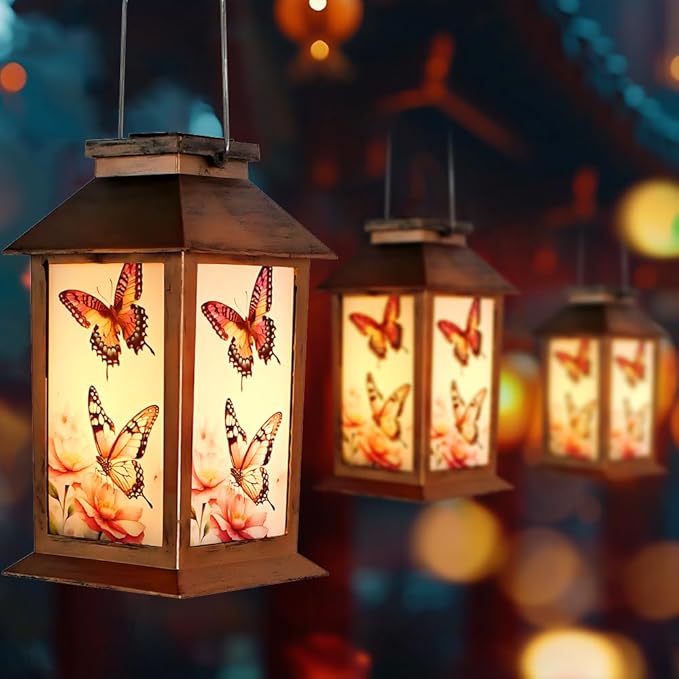 Butterfly Solar Lamp - Waterproof Hanging Solar Light for Outdoor Courtyard is a Special Gift for mom, Grandma, Sisters and Women on Christmas, Mother's Day and Thanksgiving
