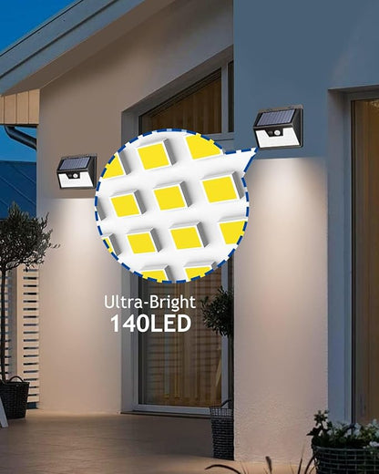 Peasur Solar Lights Outdoor [10 Pack/140LED], Solar Motion Sensor Outdoor Lights, Security Light 3 Working Modes, Waterproof for Outside Garden Yard Fence
