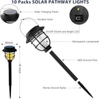 10-Pack Solar Path Lights, Outdoor Driveway LED