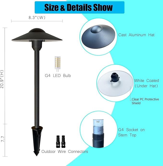 Black Solar Path Lights, Outdoor Garden LED