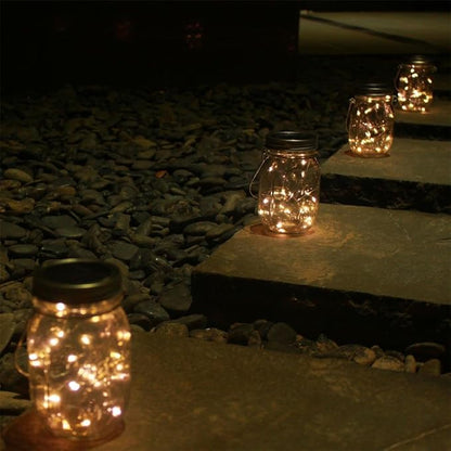 6-Pack Solar-powered Mason Jar Lights 20 LEDs (6 Hanger Included / No Jar),Warm White Glass Waterproof Fairy Hanging Lighting,Outdoor String Lids for Regular Mouth Jars for Patio Lamp Decor