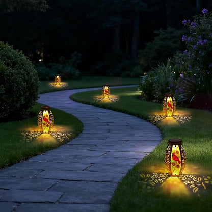 STARSOUL Solar Lantern Outdoor Waterproof, Hanging Solar Lantern for Patio Garden Yard Decor, Cardinal Gift for Mom Grandma, Cardinal Outdoor Decor
