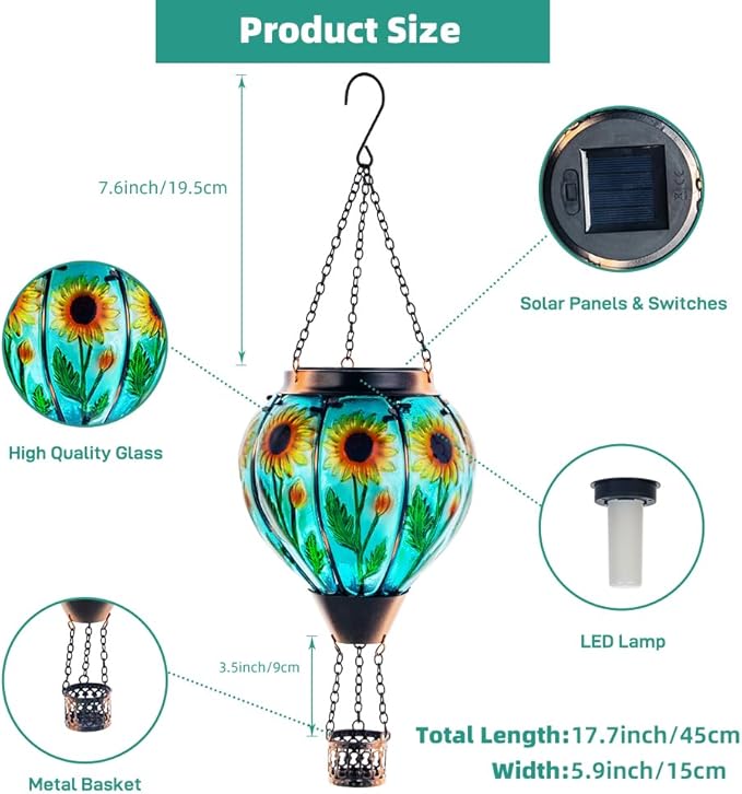 Sunflower Solar Lanterns, Waterproof LED Porch Lights