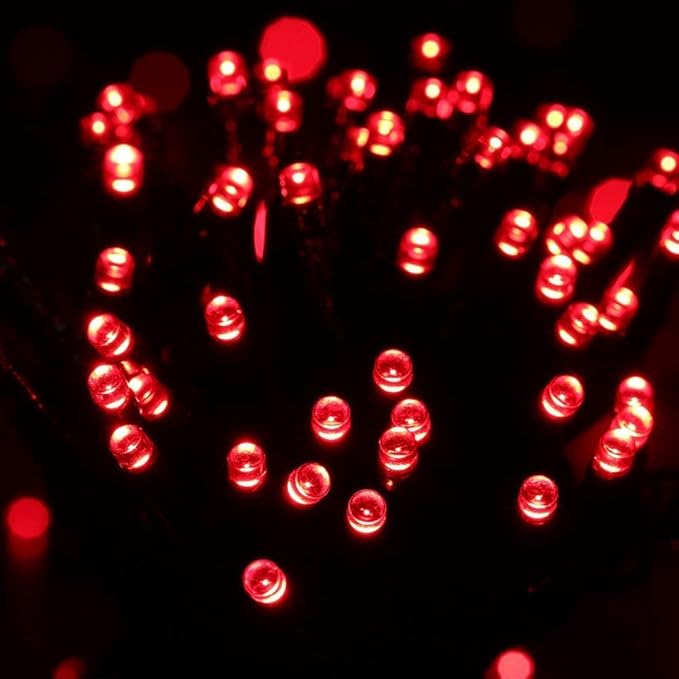 Joomer Red Battery Christmas Lights, 66ft 200LED Fairy Lights Battery Operated Timer 8 Modes Waterproof for Outdoor Home Garden Party Holiday Christmas Trees Decoration