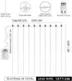 Christmas Patio String Lights, 6ft 200 LED Waterproof