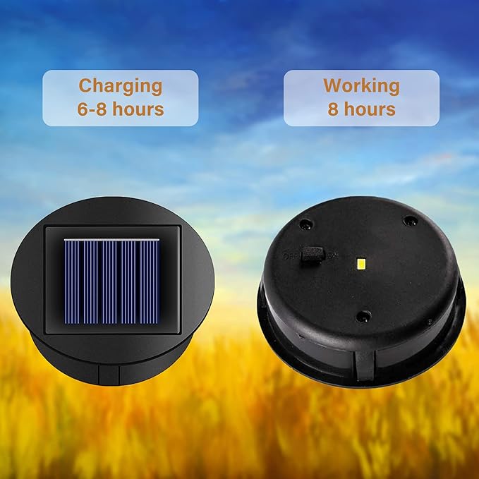 4 Pack Solar Lights Replacement Top, (Top Size 3.15 inch, Bottom Size 2.76 inch) Solar Lantern Light Lids, Waterproof Replacement Parts for Outdoor Hanging Lanterns(Warm White)