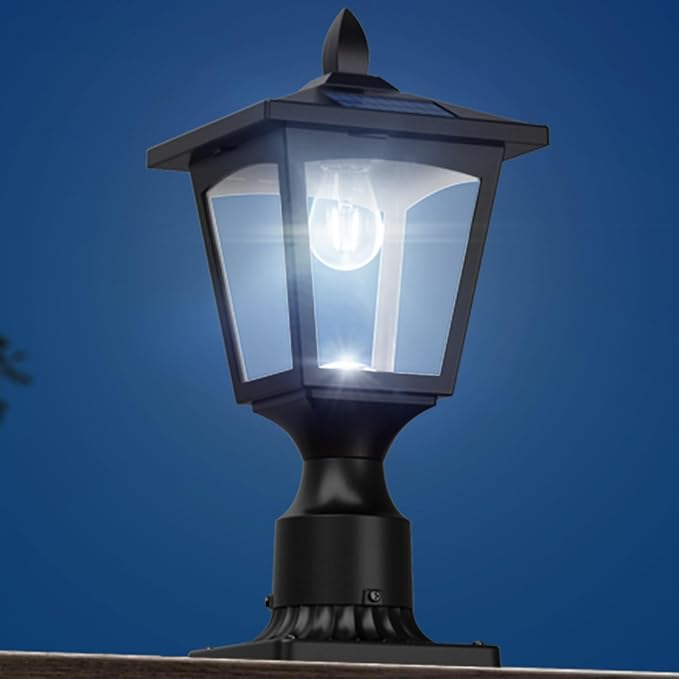 Greluna Solar Post Lights Outdoor, Solar Lamp Post Lights for Pathway, Driveway, Front/Back Door, Pack 1