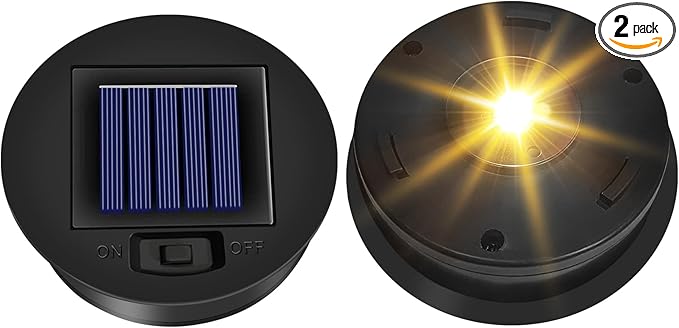 2 Pack Solar Lights Replacement Top, 3.3 inch Top, 2.91 inch Bottom, Waterproof, Warm White