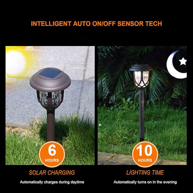 Warm White Solar Pathway Lights 10-Pack, Walkway LED